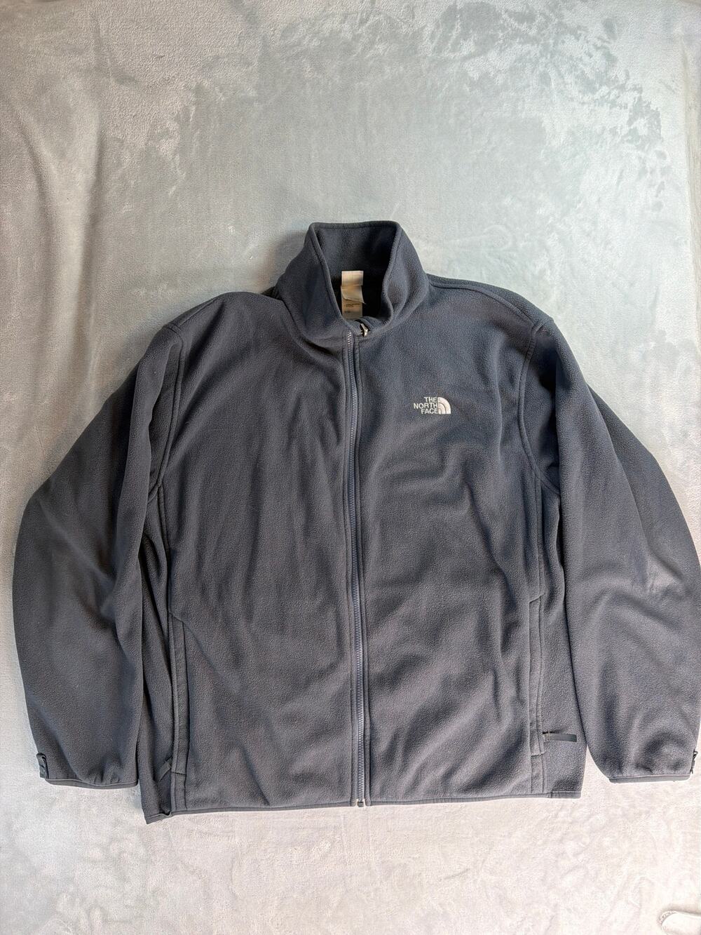 The North Face Jacket Mens XXL Grey Grid Fleece Full Zip Smoked Pearl